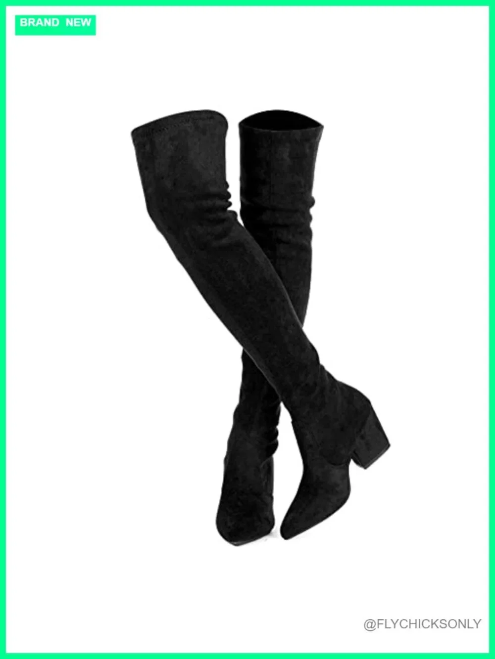 Thigh High Block Heel Over The Knee Suede Boots Pointed Toe